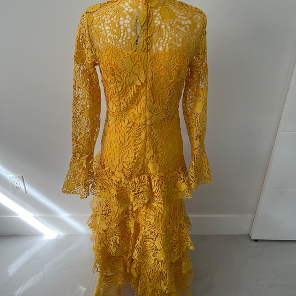 Glory Connection Yellow Rebekah Ruffle Lace Maxi Elegant Dress NWT - Picture 13 of 16